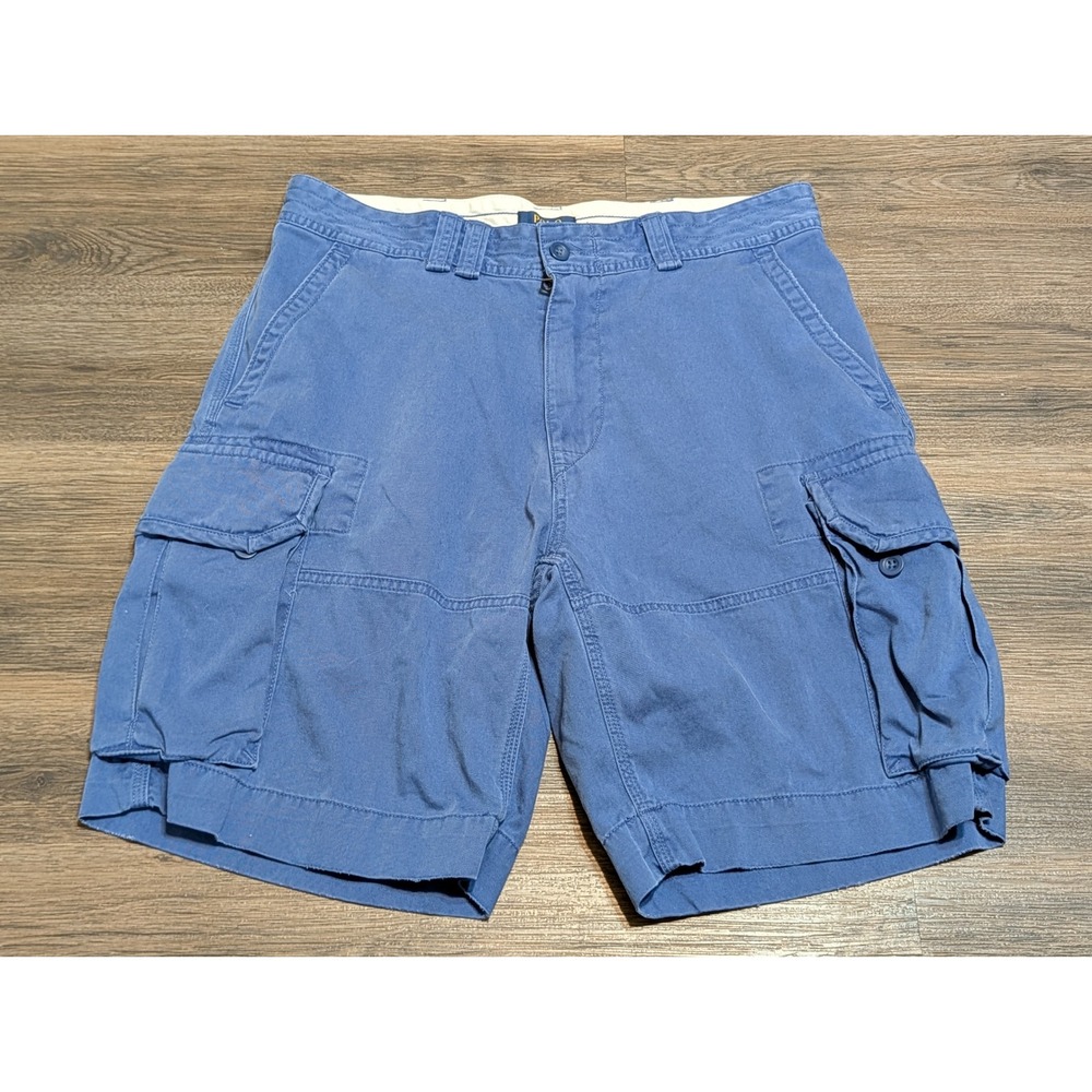 Polo Ralph Lauren Mens Blue Cotton Cargo Shorts Size 34 Classic Fit Utility